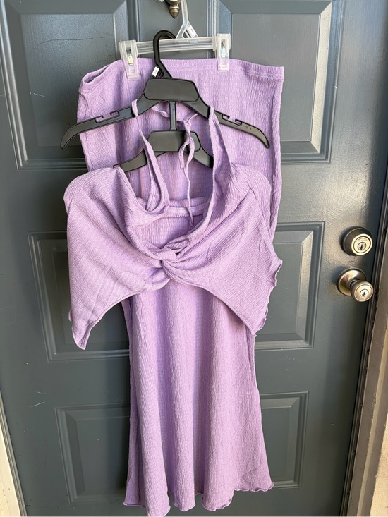 None Other - Lilac Twist-Front Sleep Dress Set - Women’s Intimates & Sleepwear